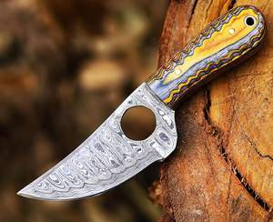 Hecho a mano Damasco Full Tang cuchillo de hoja fija Mini bolsillo estilo vaquero para caza y Camping elegante cuchillo EDC - Product Image 5