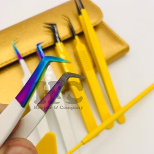 New Lash Tweezers Private Label Logo Offered Stainless Steel Eyelash Tweezers with <b>Rainbow</b> Tip Eyelash Extensions Tweezer mink - Product Image 1
