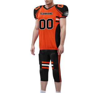 Maillots de football américain imprimés par sublimation en tissu polyester ensemble d'entraînement de maillots de football américain personnalisés à col en V à bas prix - Product Image 6
