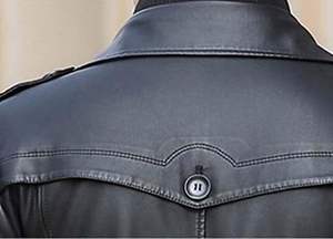 Premium Genuine Leather <b>Jackets</b> for <b>Men</b> Winter Outdoor OEM Custom Black Fashion Overcoat <b>Canvas</b> Quick Dry High Street Style - Product Image 3