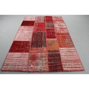 พรมวินเทจตุรกี ขนาด 5.3x7.9 ฟุต พรมขนาดใหญ่ สีแดงขาวไล่เฉด พรมขนสัตว์ - Product Image 1