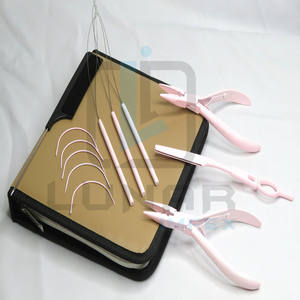 Nuevo kit de herramientas de extensión de cabello de fabricación en color rosa claro de bebé con estuche de cuero de PVC de color beige - Product Image 5