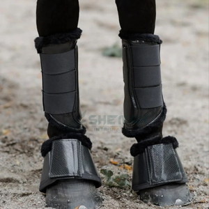 Botas de campana de caballo hechas con cuero PU impermeable y poliéster de peluche que ofrecen una protección duradera para el entrenamiento y la equitación diaria - Product Image 2