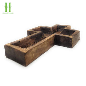 MÁS VENDIDO Cuenco de Madera en Forma de Cruz de Alta Calidad con Acabado Quemado, Decoración Vintage para el Hogar, Fabricación de Velas, Característica Sostenible - Product Image 2