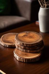 Decorative Handcrafted <b>Wooden</b> Coasters Premium Table Protection - Product Image 4