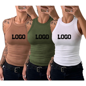 Logo personnalisé solide coton biologique débardeurs en gros haut blanc pour les femmes - Product Image 1
