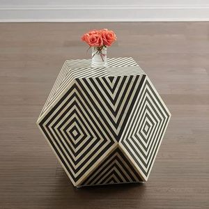 Indian Bone Inlay Furniture Antique Bone Inlay Bed Side Table Bone Inlay Round Design Design Resin Work Side <b>Stool</b> - Product Image 1
