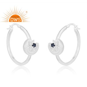 Última Venta de pendientes de piedras preciosas de zafiro azul natural de Plata de Ley 925 fabricante de joyería personalizada - Product Image 3