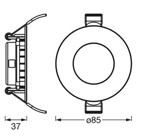Round Recessed Slim LED <b>Downlight</b> 4.5W 4000K 240Lm (Ledvance 4058075573116) - Product Image 2