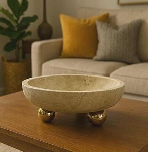 Candelabro de piedra travertino de lujo con cera, para mesa central, decoración moderna para el hogar, nuevo estilo, inspirado en la cuenco de iluminación. - Product Image 6