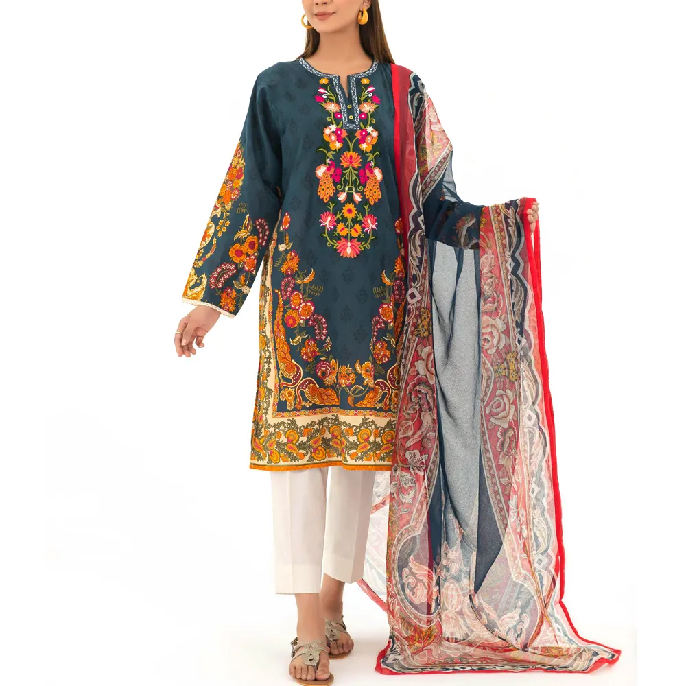 Pakistani Lawn suit Punjabi dress material casual wear Salwar Kameez Dupatta 3 piece suit