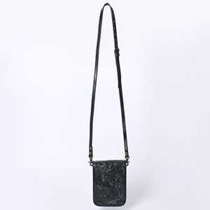Best Seller High Quality Genuine Leather Phone <b>Bag</b> Western Tooled with Tassel Flower Decoration <b>Black</b> Painted Wholesale Price - Product Image 1