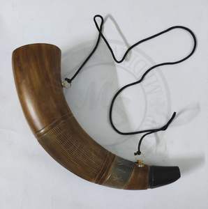 Cuerno que sopla de cuerno de buey Real pulido de la mejor calidad con funda de cuero con bolsa de regalo bebida nórdica de la India - Product Image 1