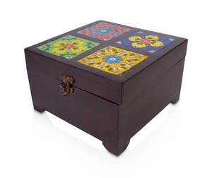 Caja de Joyería Decorativa de Madera Impresa con Motivos Florales Hechos a Mano, Diseño y Logotipo Personalizables para un Almacenamiento Seguro y Elegante - Product Image 5