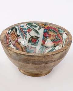 Meilleure qualité nouveau bois d'acacia familial de haute qualité avec impression en émail conception bol à salade bol de service en bois bol de forme ronde - Product Image 2
