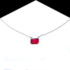 Delicado collar de boda de Plata de Ley 925, diseño Hexagonal, rubí Natural, chapado en rodio, estilo minimalista, regalo perfecto para ella - Product Image 1