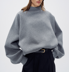 Sweat-shirt à col rond pour femme en molleton français de haute qualité, 100% coton, poids lourd 400 GSM, anti-boulochage, chaud - Product Image 3