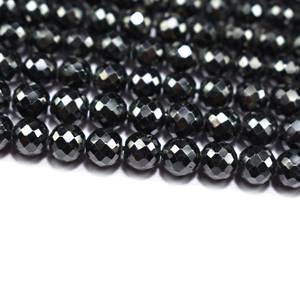 Perles rondes à facettes en spinelle noire naturelle 6mm 13 pouces brin pour l'artisanat pierres précieuses en vrac pour collier bracelet - Product Image 4