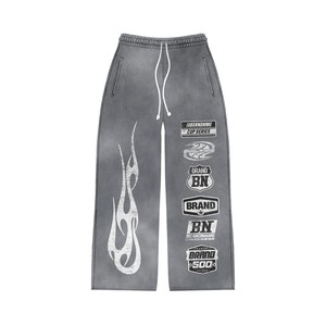 Estilo Hip Hop Ropa informal Sostener Color liso Bordado desgastado Diseño de logotipo Jogging Chándales de moda para hombres - Product Image 6