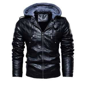 Chaqueta con capucha informal de motorista personalizada de alta calidad en cuero genuino Marrón Motocicleta Estilo clásico Chaqueta transpirable cuello alto - Product Image 5