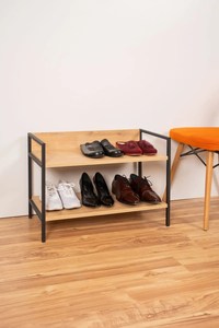 High Quality Metal Shoe Bench with Wood <b>Seat</b> Stackable Organizer <b>Storage</b> for Home Furniture Entry Dining Laundry Use Living Room - Product Image 4