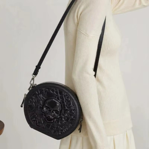 Sac rond en cuir PU pour femmes Steampunk Handbag Shoulder Bag Retro Crossbody Bag 20CA - Product Image 4