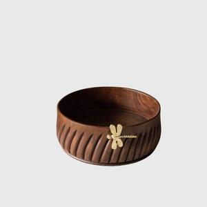 Design attrayant bol à libellule en bois sculpté à la main bol à salade parfait pour la décoration intérieure élégante et le service au prix le plus bas - Product Image 1