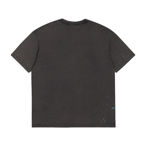 T-Shirt à col rond vintage pour hommes de haute qualité Patch brodé en détresse personnalisé motif solide maillot court décontracté surdimensionné - Product Image 2