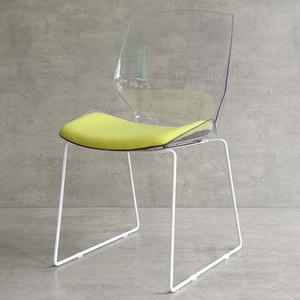 Modern Transparent <b>Dining</b> <b>Chair</b> with Mesh Fabric Upholstery & Backrest for Home <b>Dining</b> & Living Rooms - Product Image 2