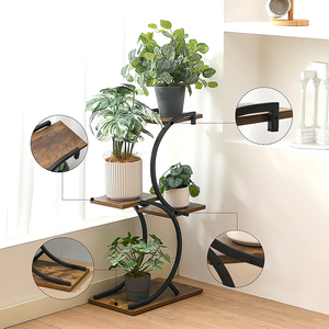 Étagère personnalisée en bois et métal à 4 niveaux pour pots de fleurs à plusieurs niveaux Étagère de présentation pour jardinières d'intérieur et d'extérieur Étagères pour jardinières de jardin - Product Image 5