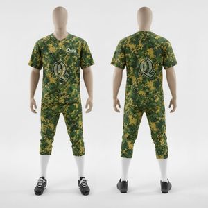 Conjunto de uniforme de béisbol de camuflaje verde al por mayor, ropa de equipo personalizada de poliéster sublimado para hombres y jóvenes - Product Image 1