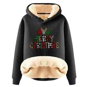 Marry Christmas Ropa de mujer Ropa deportiva Sudaderas con capucha Impresión personalizada Sudadera con capucha de lana de algodón de invierno suave de Pakistán - Product Image 4