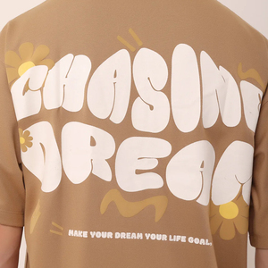 Servicio OEM disponible cuello redondo Puff impreso camisetas logotipo personalizado Color liso algodón hombres Puff estampado camiseta - Product Image 5