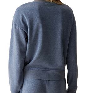 Sweat-shirt français en tricot d'hiver personnalisé, col rond, élasthanne/coton, avec logo sur le devant et manches chauve-souris pour femmes - Product Image 2