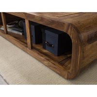 Table basse élégante en bois massif courbé et armoires de salon de style farmhouse moderne - Meubles uniques