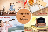Télescope en laiton massif avec étui en cuir |   Vaisselle nautique polie |   Loupe à grossissement 3x-5x, design vintage de 17,5 pouces