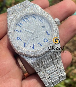 Elegante reloj Hip Hop Brilliant Cut VVS Clarity Moissanite Diamond para hombre, banda de acero inoxidable completamente helado, alta ETA Wear Anywhere - Product Image 2