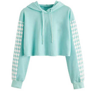 Sudadera con capucha transpirable de moda para mujer personalizada chaqueta con capucha tejida corta de Color sólido transpirable - Product Image 1