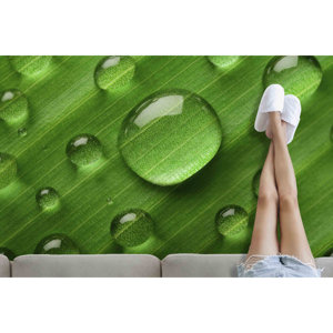 Tapis Goutte d'Eau Vert : Tapis de Couloir Style Ferme Botanique, Tapis Imprimé, Tapis en Chenille - Product Image 2