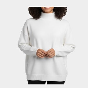 Sudadera de invierno con cuello simulado, logotipo bordado estampado transpirable para mujer, 100% algodón de gran tamaño, ecológico, de secado rápido - Product Image 1