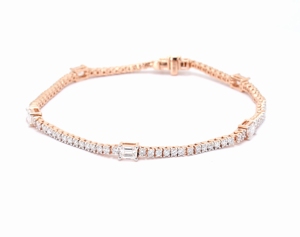 Elegant 2.76 Ct Emerald Cut Lab Grown Diamond Bracelet <b>14K</b> Rose <b>Gold</b> VVS-VS EF 7 Minimalist Luxury <b>Chain</b> Jewelry - Product Image 4