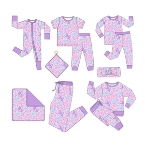 Pyjama Bébé Personnalisé en Bambou avec Fermeture Éclair, Combinaison pour Enfants, Vêtements de Nuit, Barboteuse, Body, Fabrication en Usine - Product Image 1