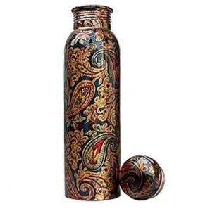 Botella de Cobre para Almacenamiento de Jugos de Frutas, Diseño Exclusivo, Botella de Cobre con Esmalte Impreso para Agua Potable, Beneficios para la Salud - Product Image 4