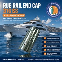 Nouvel embout de rail de protection en acier inoxydable 316 poli miroir, finition fine, 4x2,19 pouces, pour bateaux, yachts, kayaks et accessoires de quincaillerie marine
