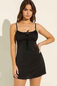 Womens <b>Black</b> <b>Nightdress</b> with Front Tie - Product Image 4