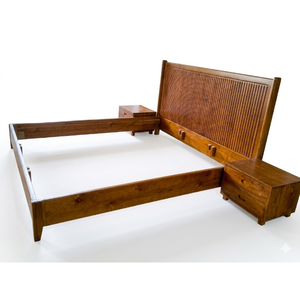 Lit de rangement moderne à hauteur réglable - 3 tailles 180x200cm en bois de teck massif, durable et économique - Product Image 4