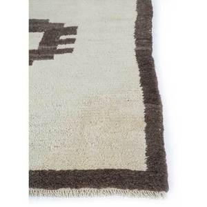 พรมห้องนั่งเล่นขนสัตว์ถักมือสีเบจและสีน้ำตาลทรงเรขาคณิต-รูปสี่เหลี่ยมผืนผ้า Pae-295 - Product Image 4