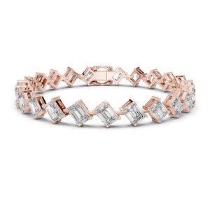Pulsera de tenis de moissanita con corte radiante esmeralda de 13.73 TCW, plata de ley 925, joyería fina para novias y bodas, 6.5 pulgadas, para mujer - Product Image 1