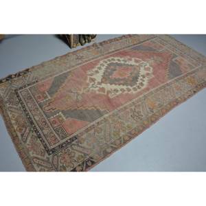 Alfombra turca Vintage de 4x8x6 pulgadas, alfombra clásica de lana de área grande, patrón de retazos para sala de estar, pasillo, tejido de látex - Product Image 2