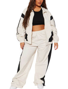 Chándal cortavientos con cremallera personalizado para correr, Top corto cortavientos para correr, conjunto de pantalones de dos piezas para mujer, servicio OEM - Product Image 2